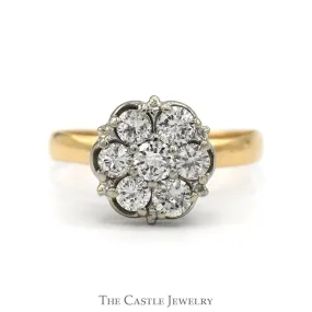 1/2cttw 7 Round Diamond Cluster Ring in 14k Yellow Gold