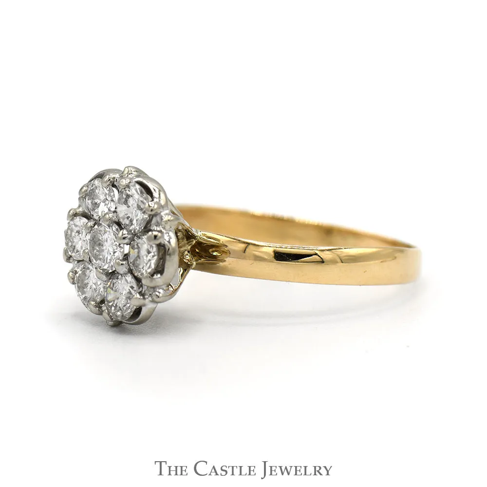 1/2cttw 7 Round Diamond Cluster Ring in 14k Yellow Gold