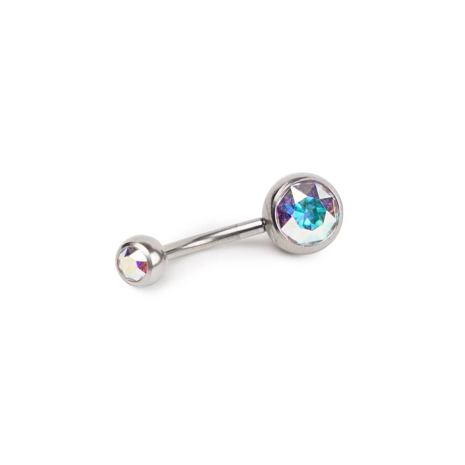 14 Gauge Double Gem Stainless Steel Curved Barbell