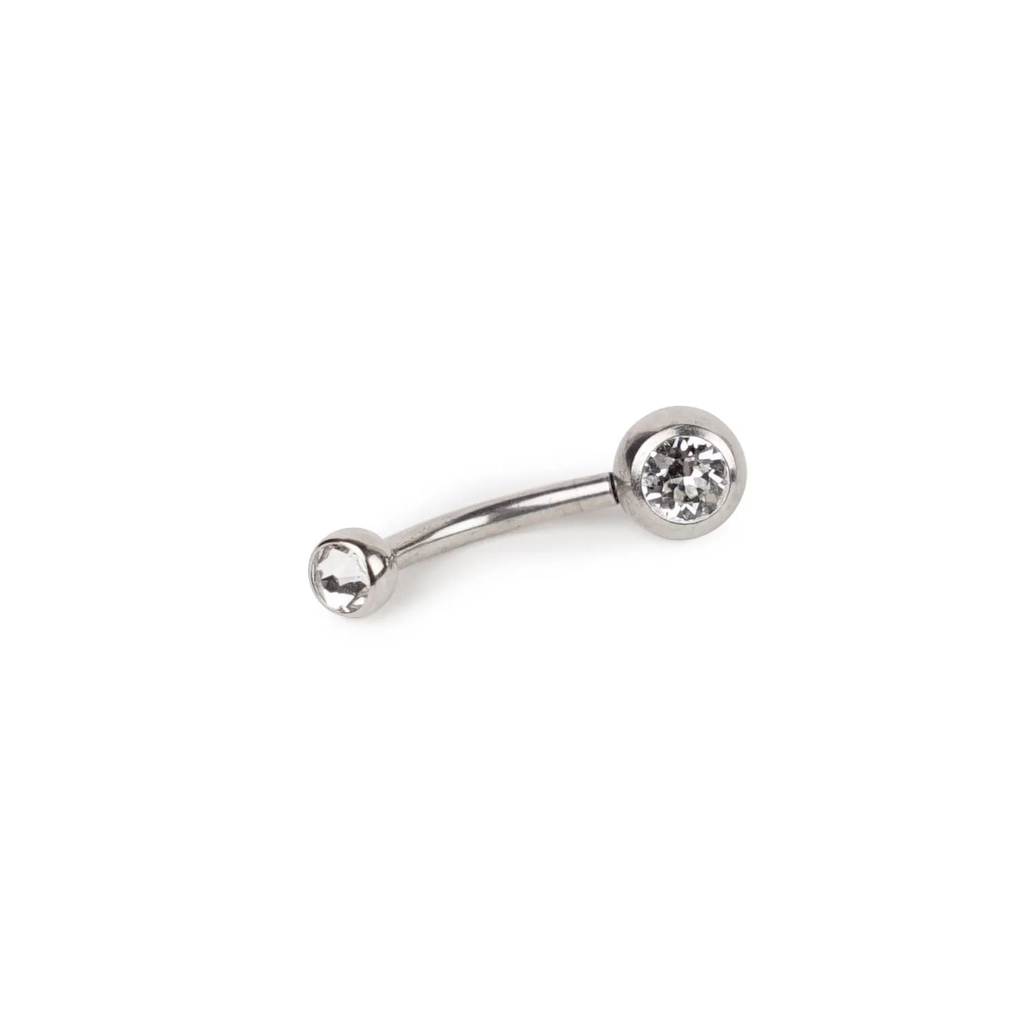 14 Gauge Double Gem Stainless Steel Curved Barbell