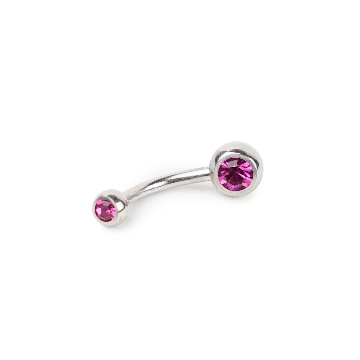 14 Gauge Double Gem Stainless Steel Curved Barbell