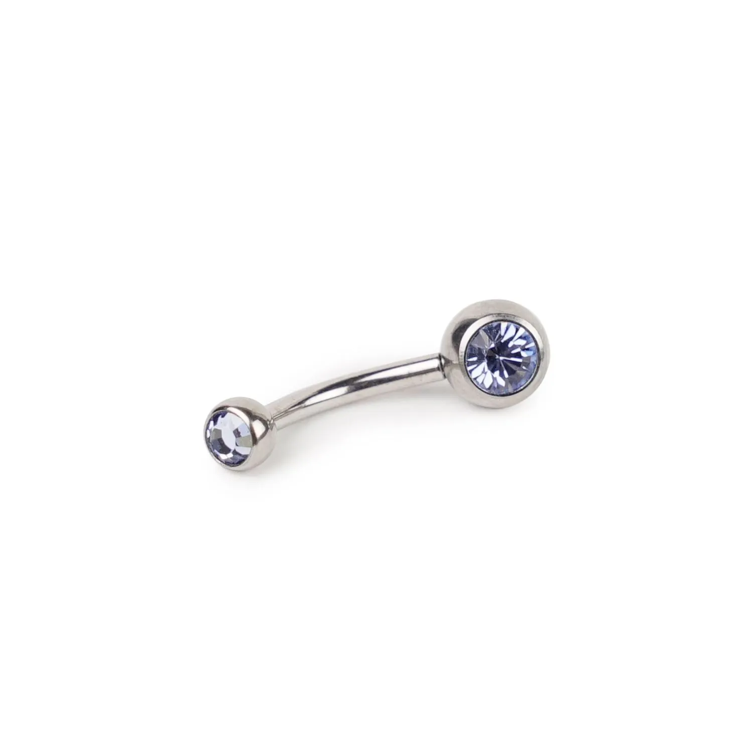 14 Gauge Double Gem Stainless Steel Curved Barbell