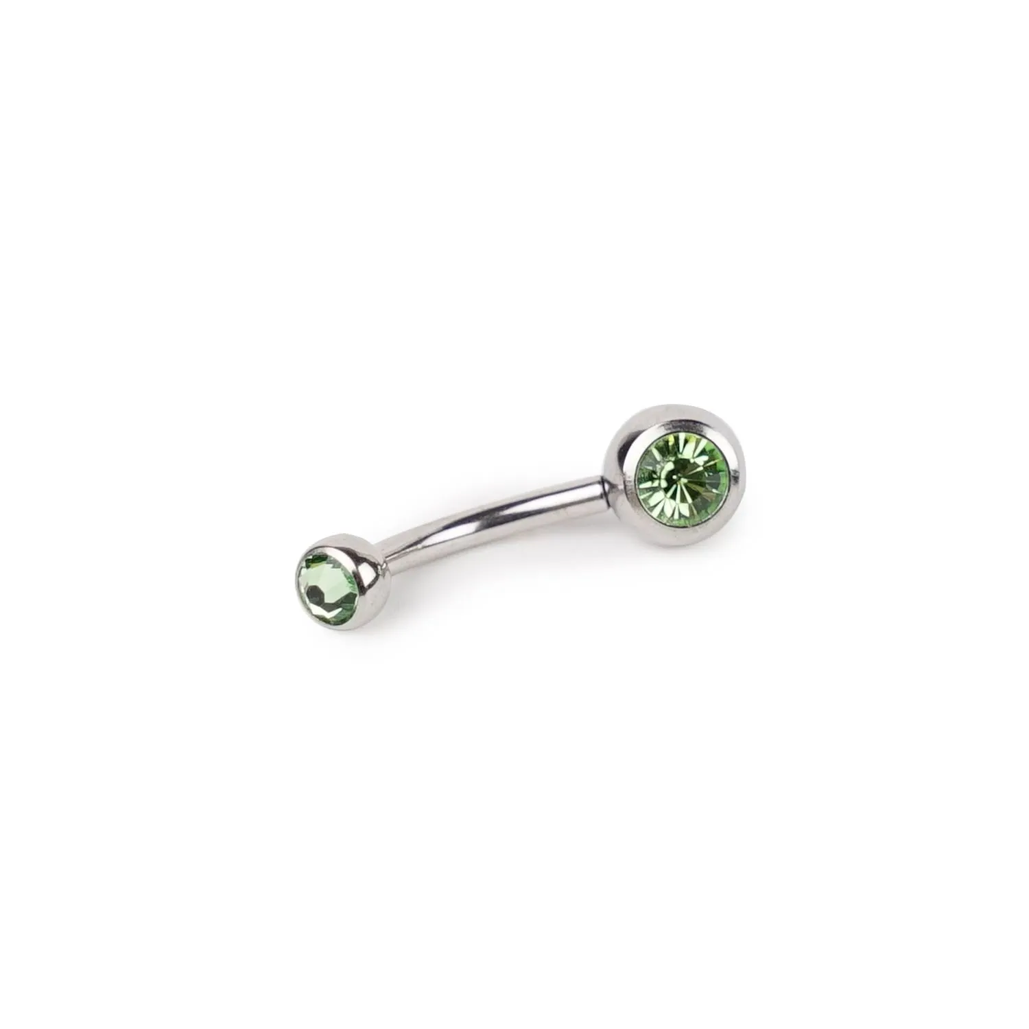 14 Gauge Double Gem Stainless Steel Curved Barbell