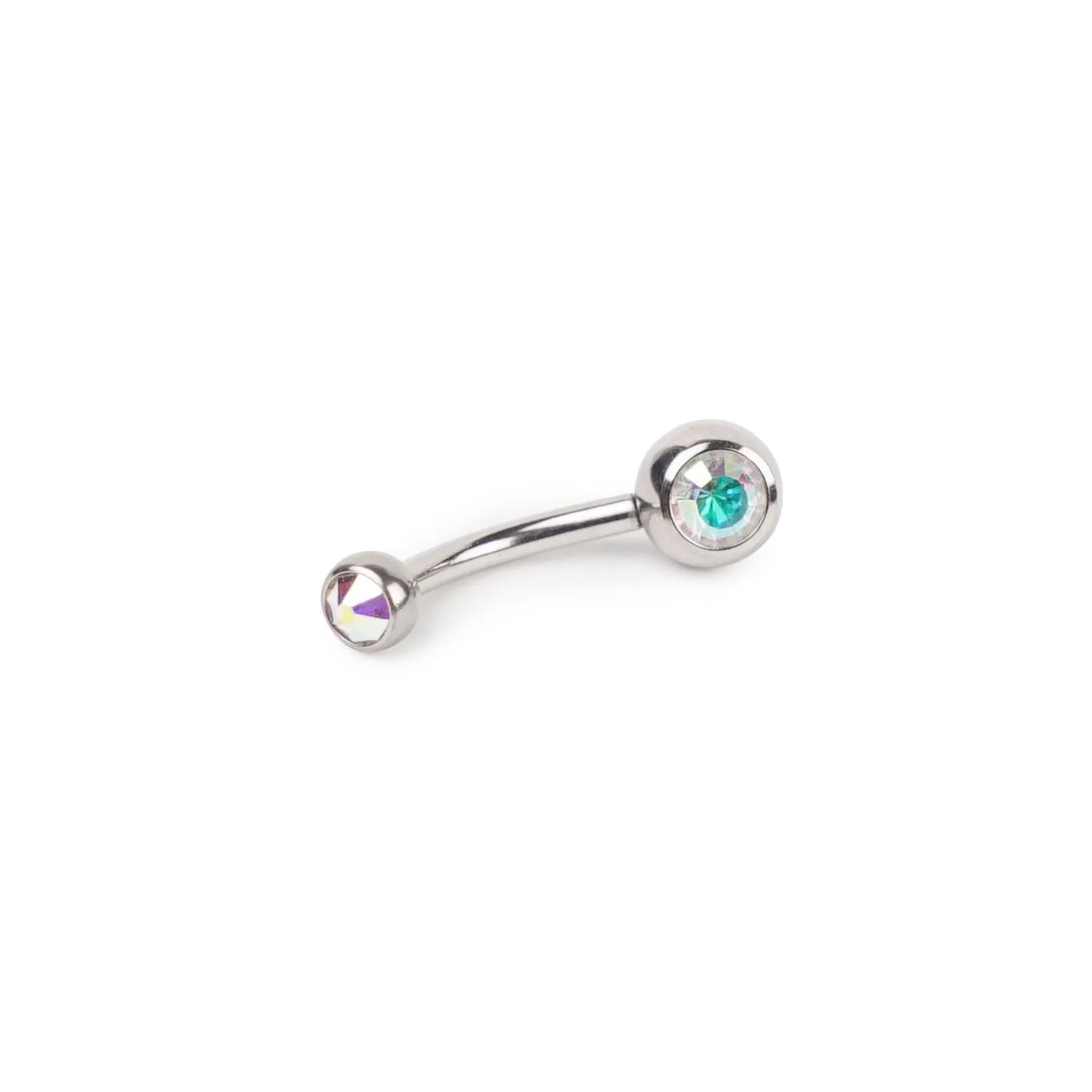 14 Gauge Double Gem Stainless Steel Curved Barbell