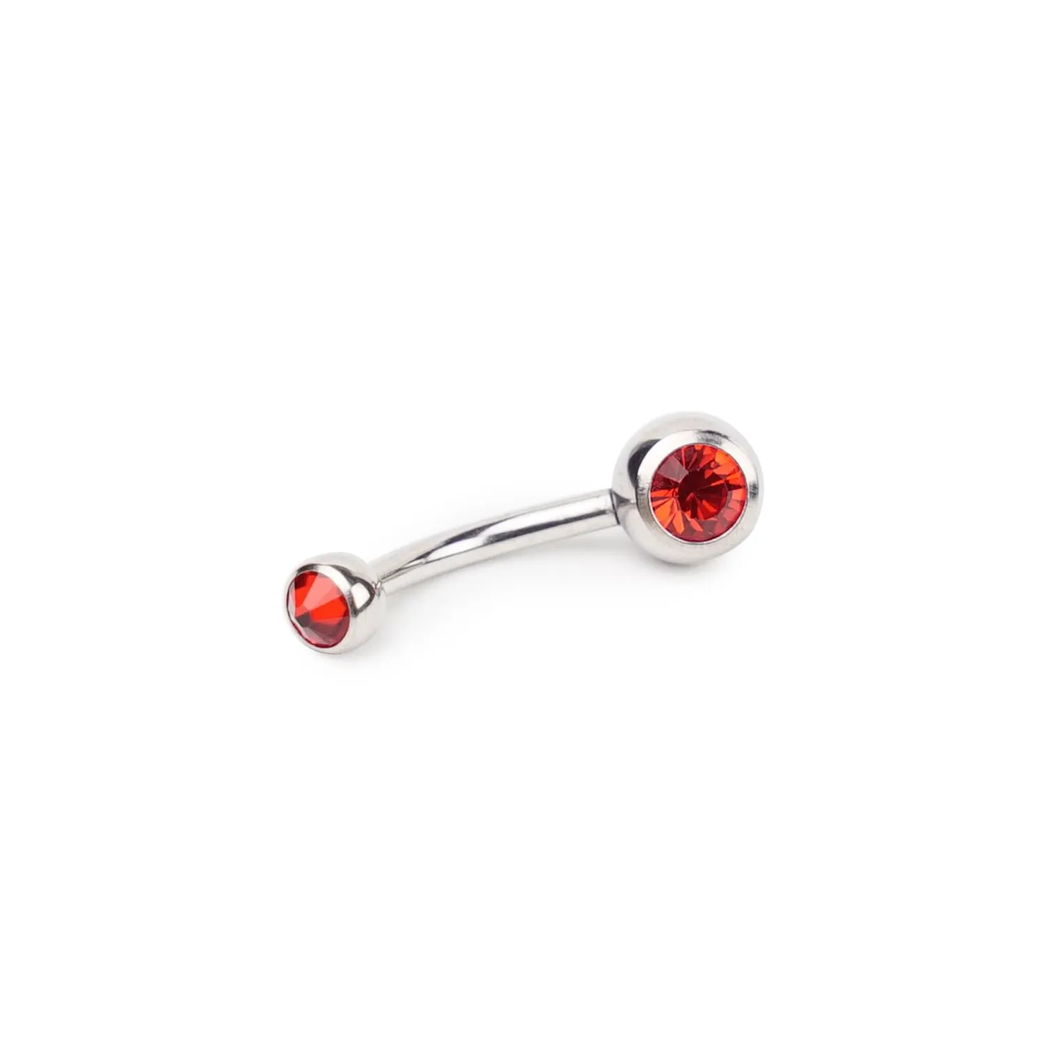 14 Gauge Double Gem Stainless Steel Curved Barbell