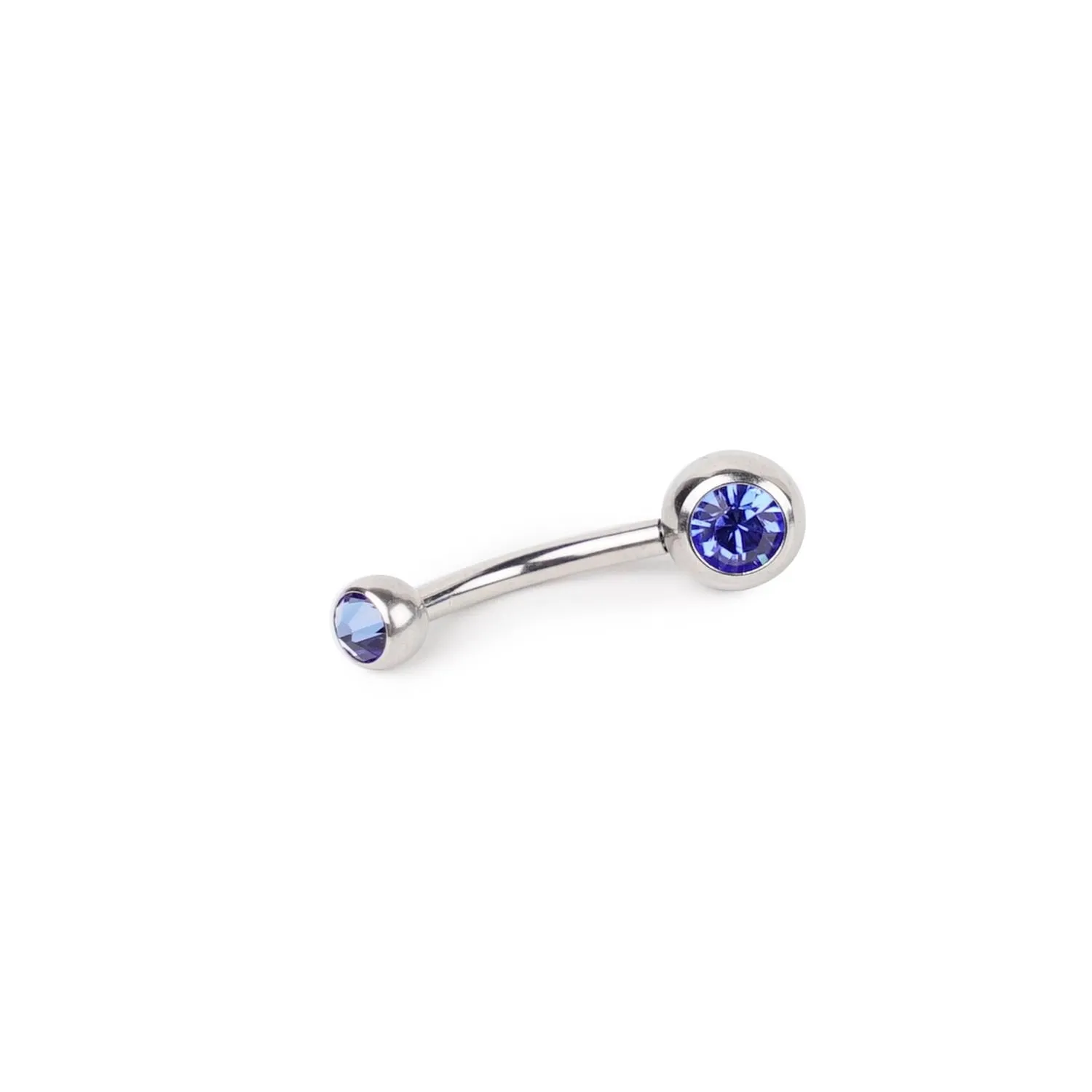 14 Gauge Double Gem Stainless Steel Curved Barbell