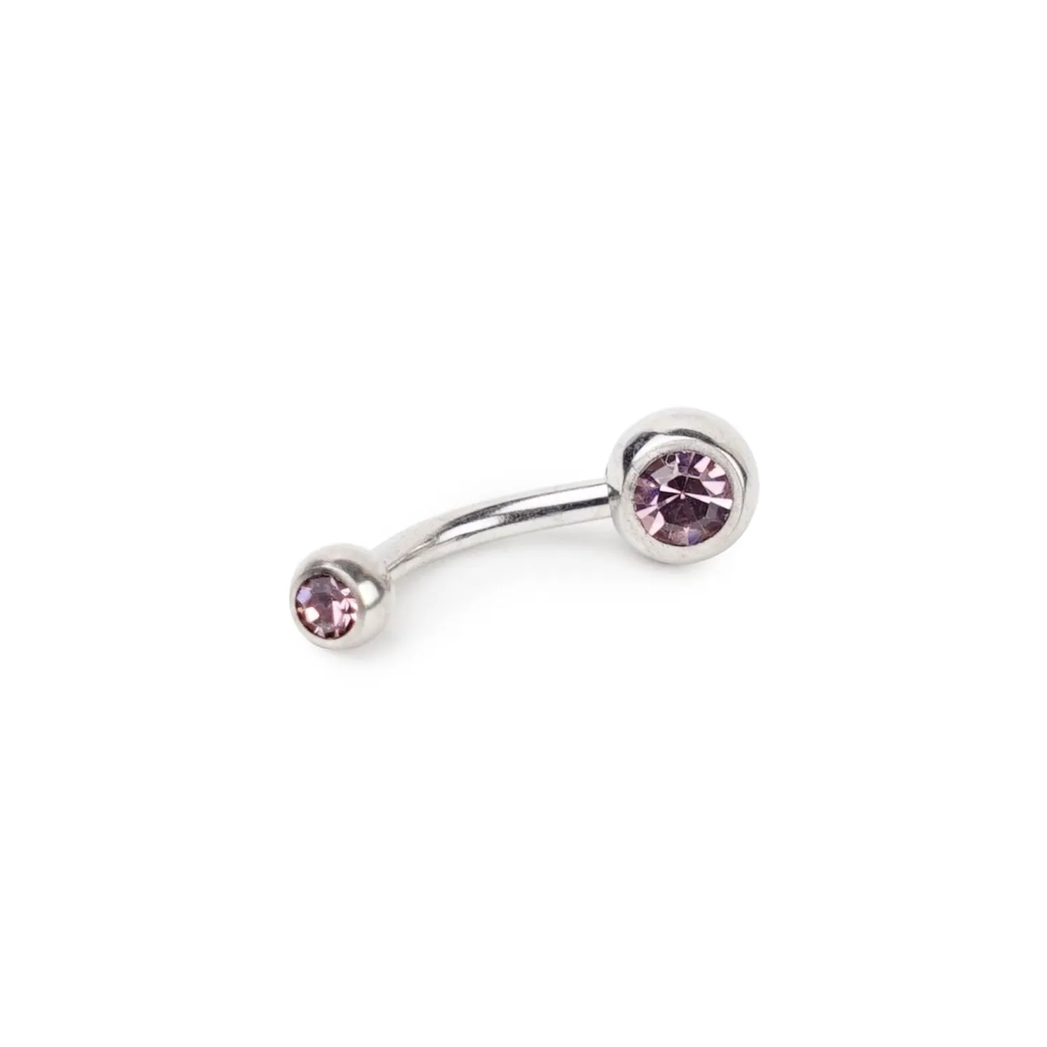 14 Gauge Double Gem Stainless Steel Curved Barbell