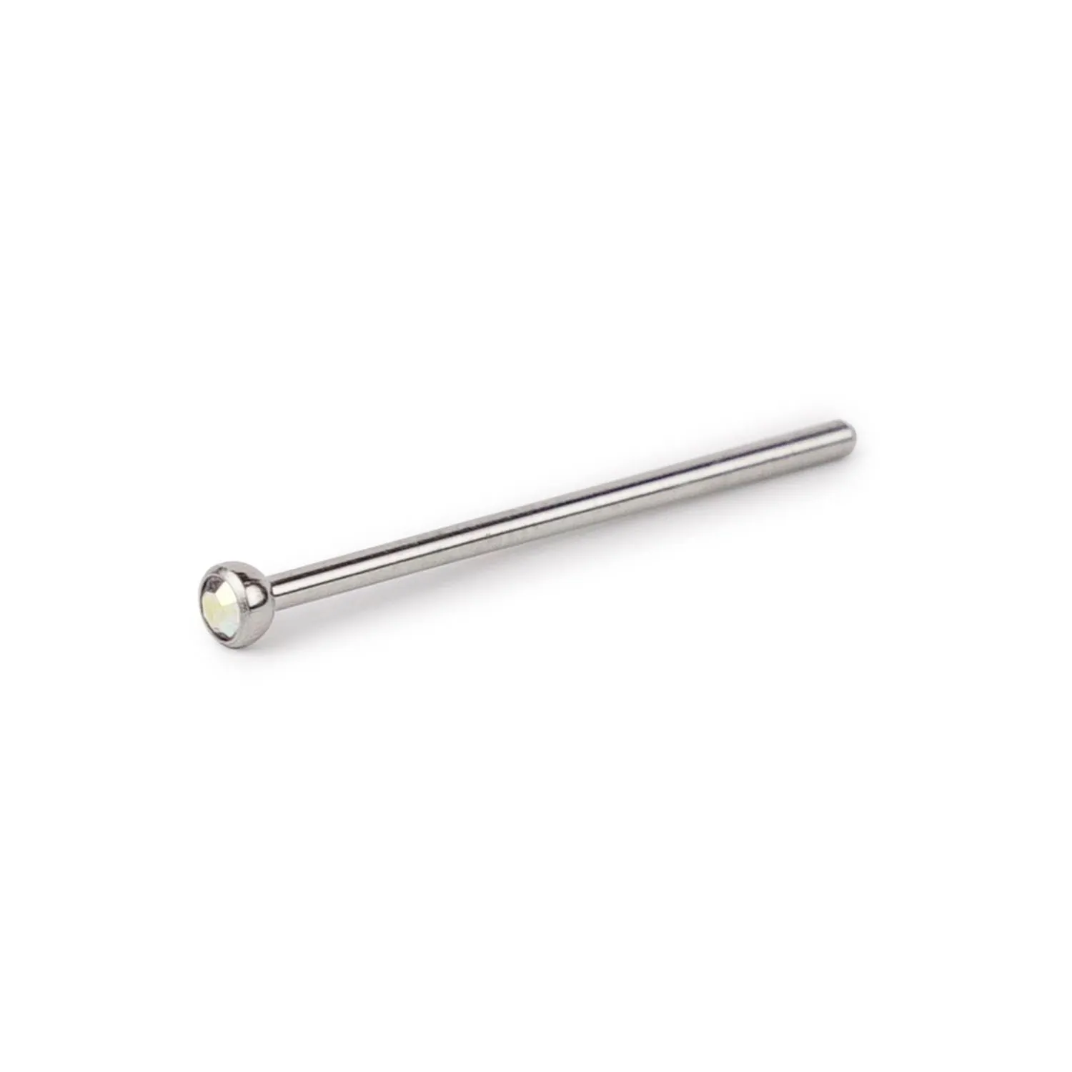 18 Gauge Nostril Pin Straight with Pressed Gem