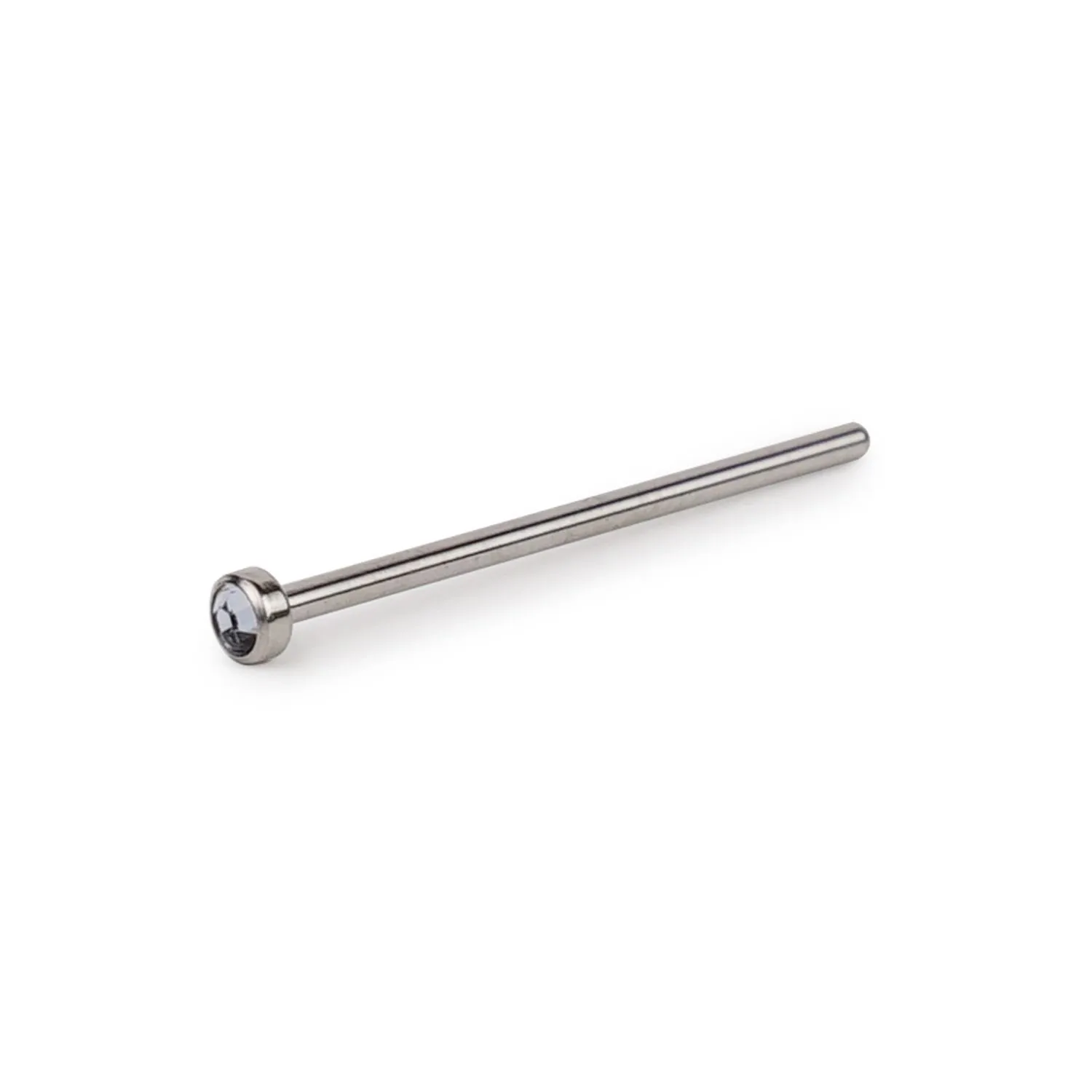 18 Gauge Nostril Pin Straight with Pressed Gem