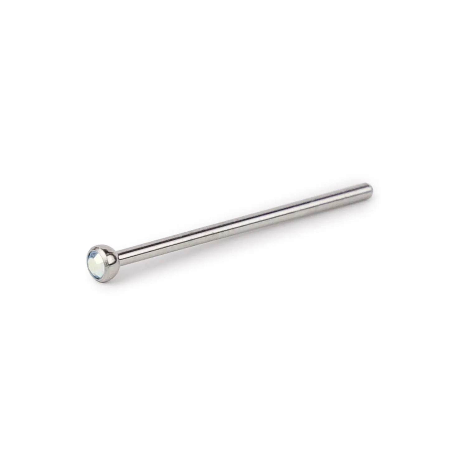 18 Gauge Nostril Pin Straight with Pressed Gem