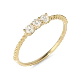 18kt Gold 0.25ct Three Round Diamond Rope Ring