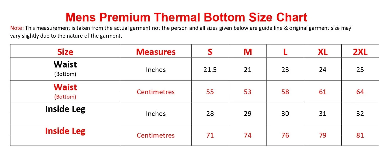 2 Pack Mens Premium Quality Thermal Bottom