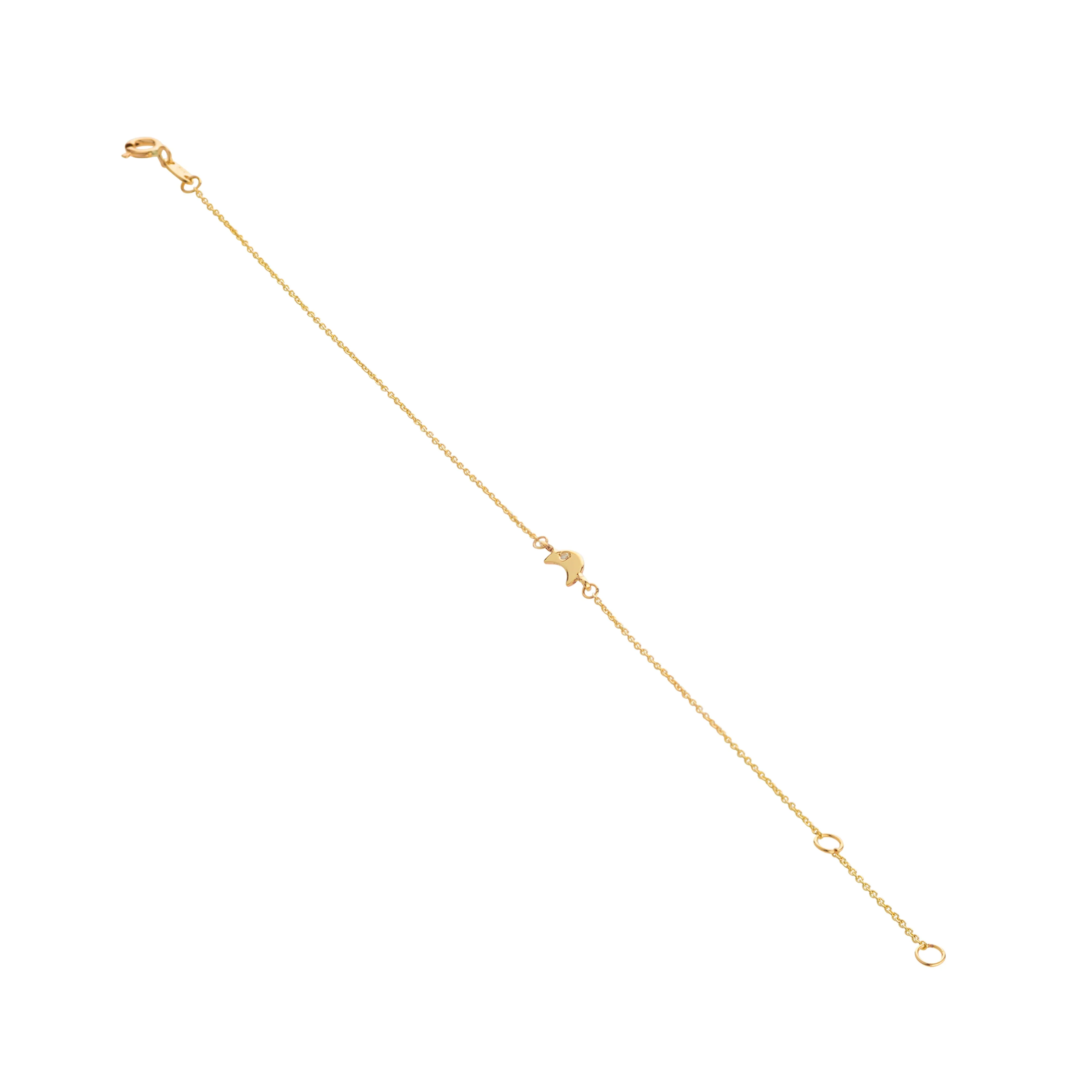 9kt Gold Moon & Diamond Chain Bracelet