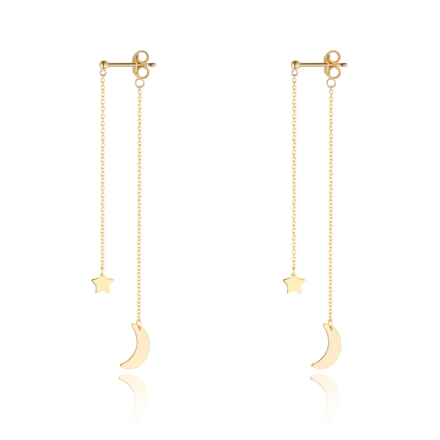 9kt Gold Moon & Star Drop Earrings