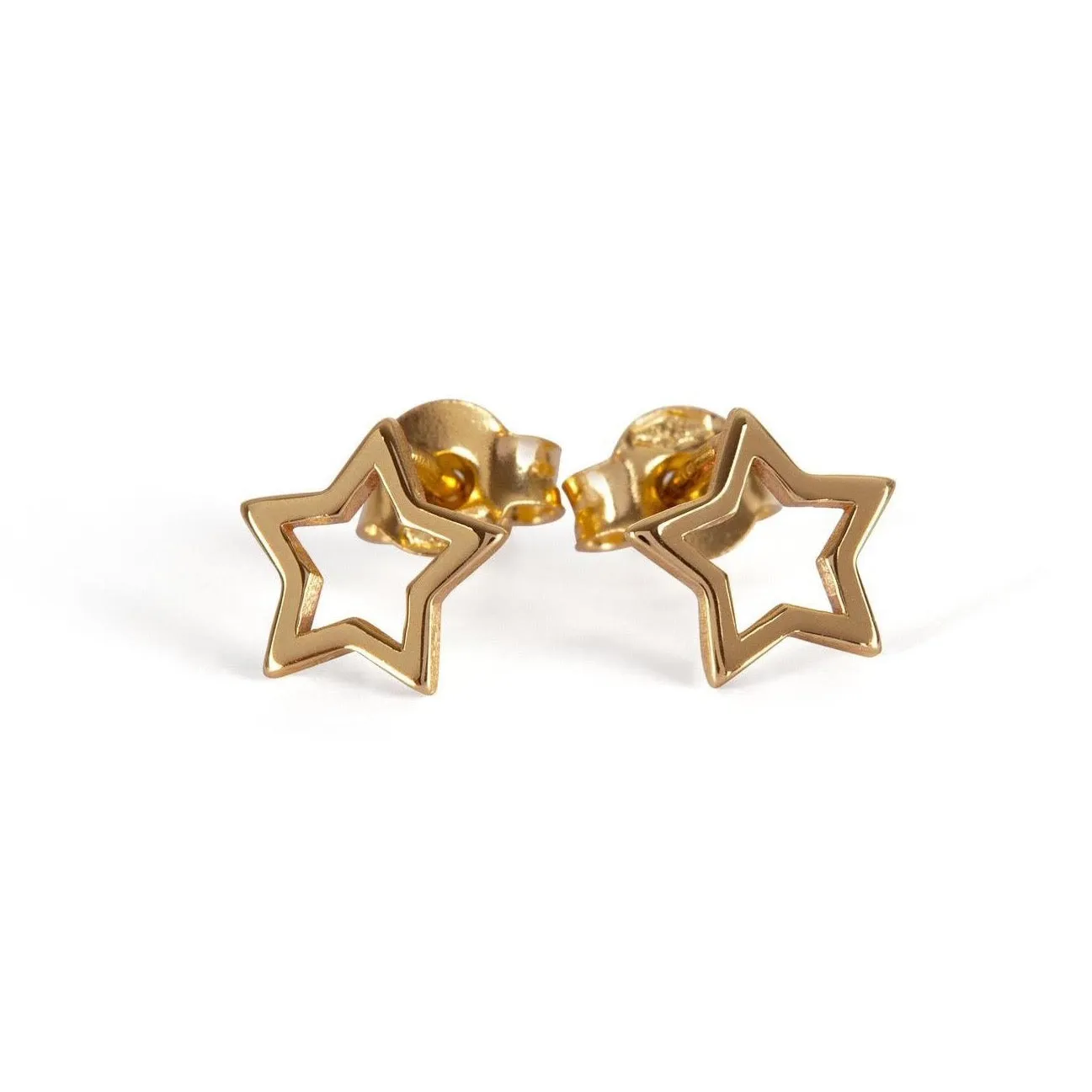 9kt Gold Open Star Stud Earrings