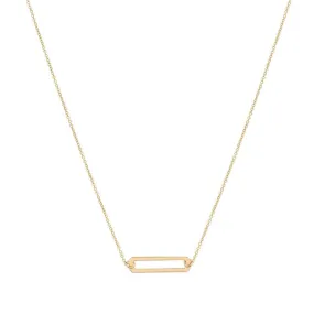 9kt Gold Small Open Rectangle Pendant Necklace