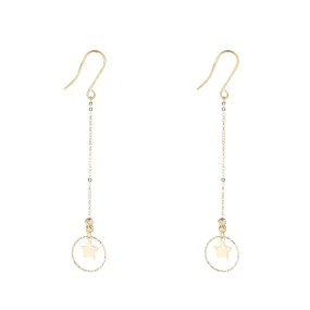 9kt Gold Star & Circle Chain Earrings