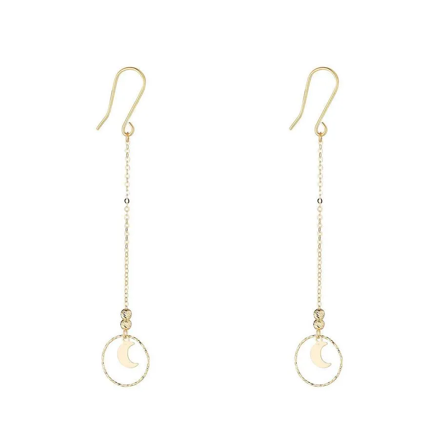 9kt Gold Star & Circle Chain Earrings