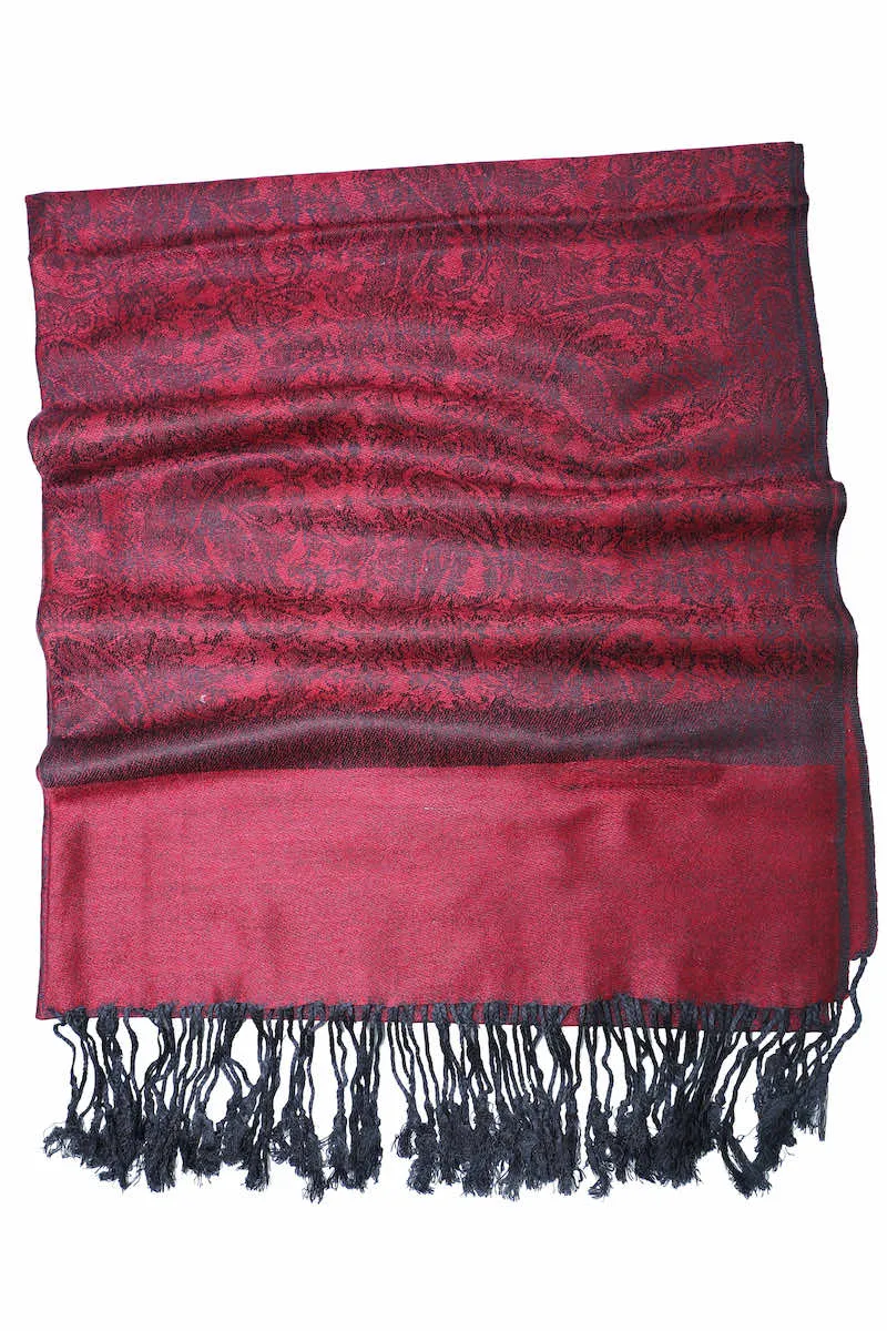 Achillea Burgundy Jacquard Pashmina Scarf