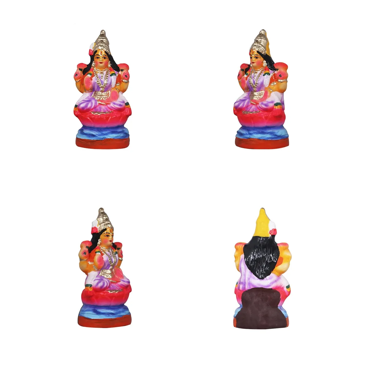 Ashtalakshmi Clay Golu Bommai Set - 8 x 3.5 Inches | Giri Golu Doll/ Navaratri Golu Bomma/Gombe/Bommai