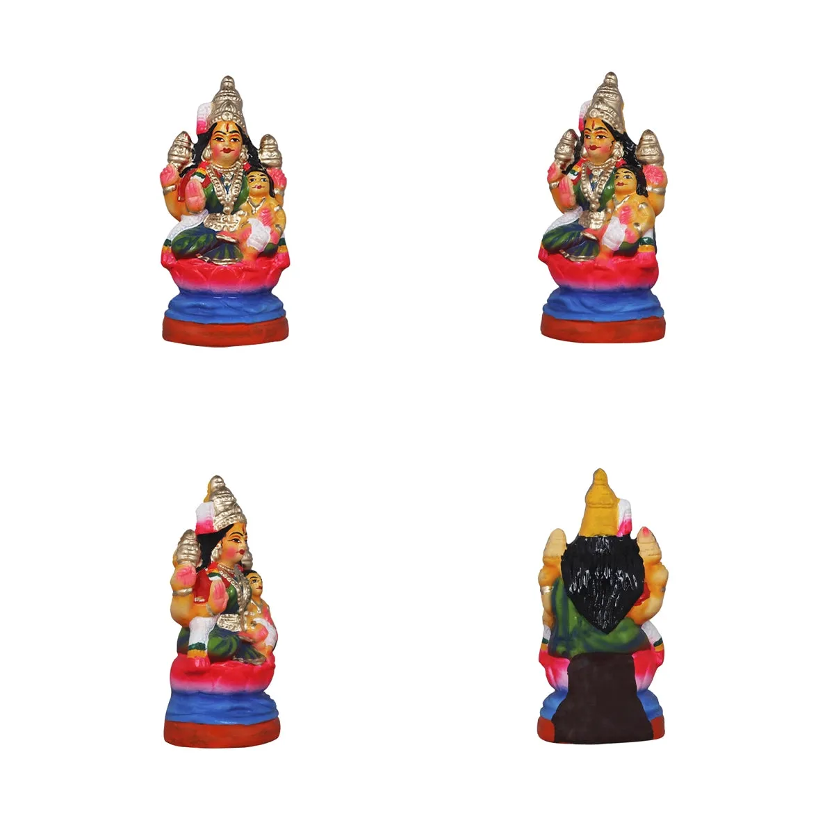 Ashtalakshmi Clay Golu Bommai Set - 8 x 3.5 Inches | Giri Golu Doll/ Navaratri Golu Bomma/Gombe/Bommai