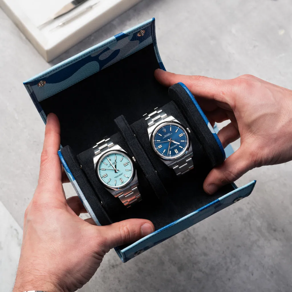 Azure Camo Watch Roll – Two Watches