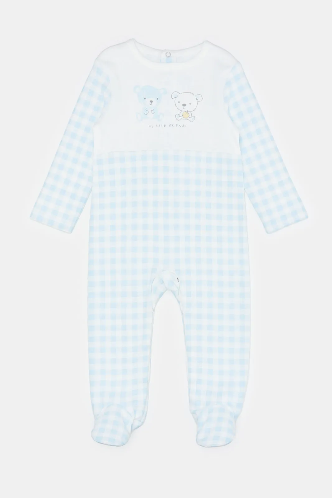 Baby Blue Chest Print Sleepsuit