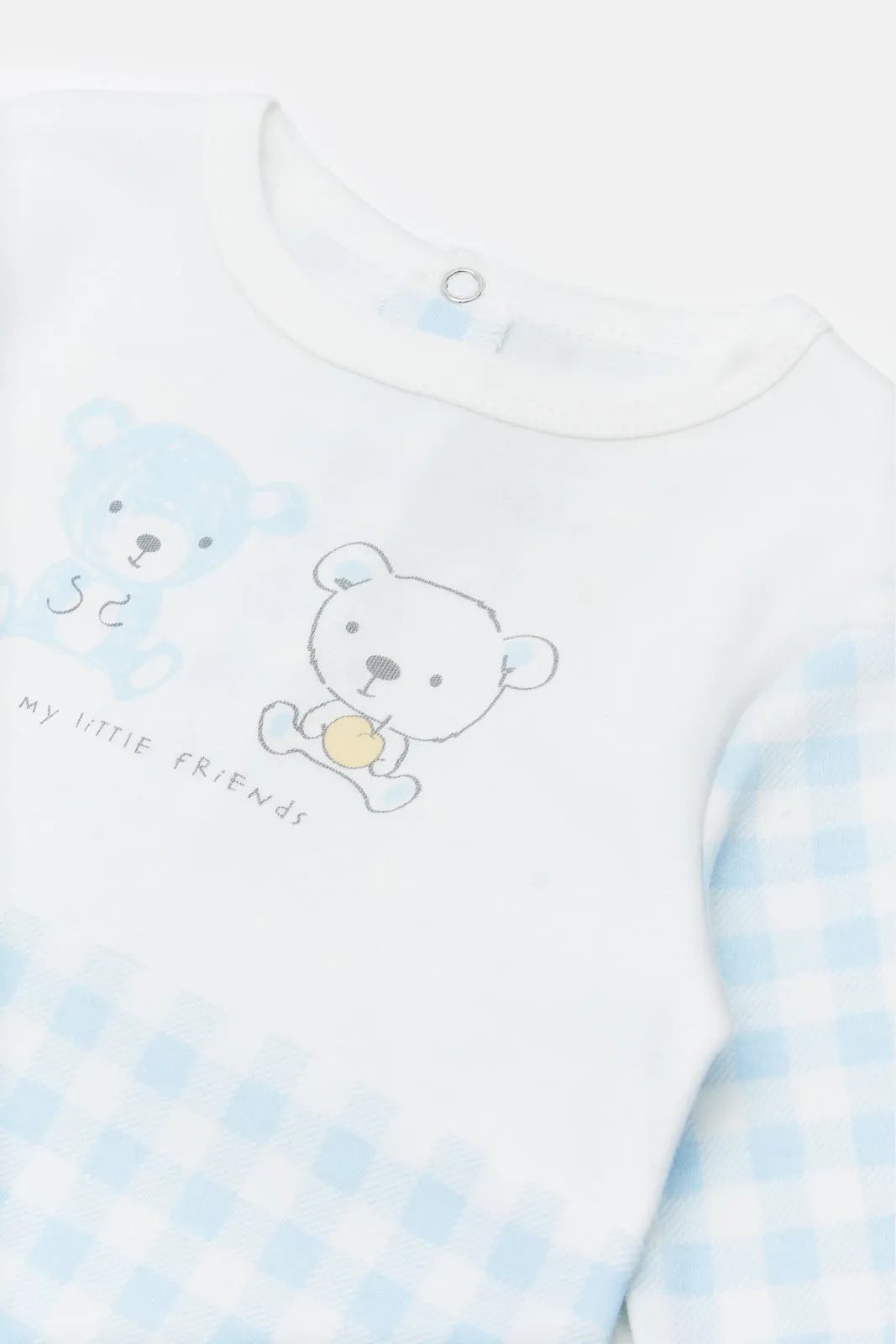 Baby Blue Chest Print Sleepsuit