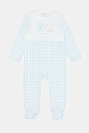 Baby Blue Chest Print Sleepsuit