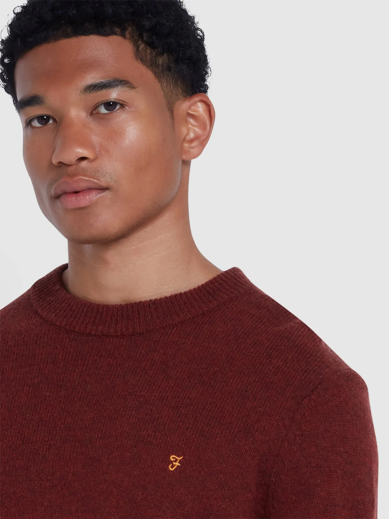 Birchall Crew Neck Lambswool Sweater In Red Venear