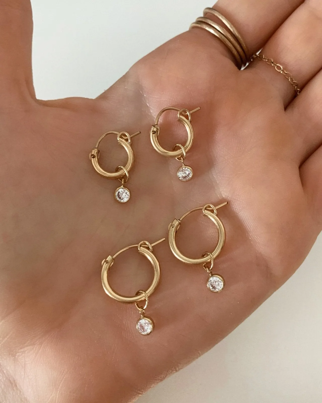 Birthstone Thick Hoop Earrings  - 14k Yellow Gold Fill