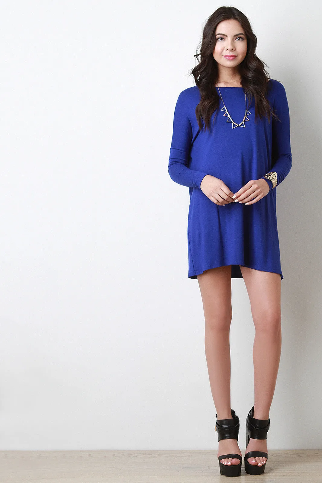 Boxy Long Sleeve Mini Dress