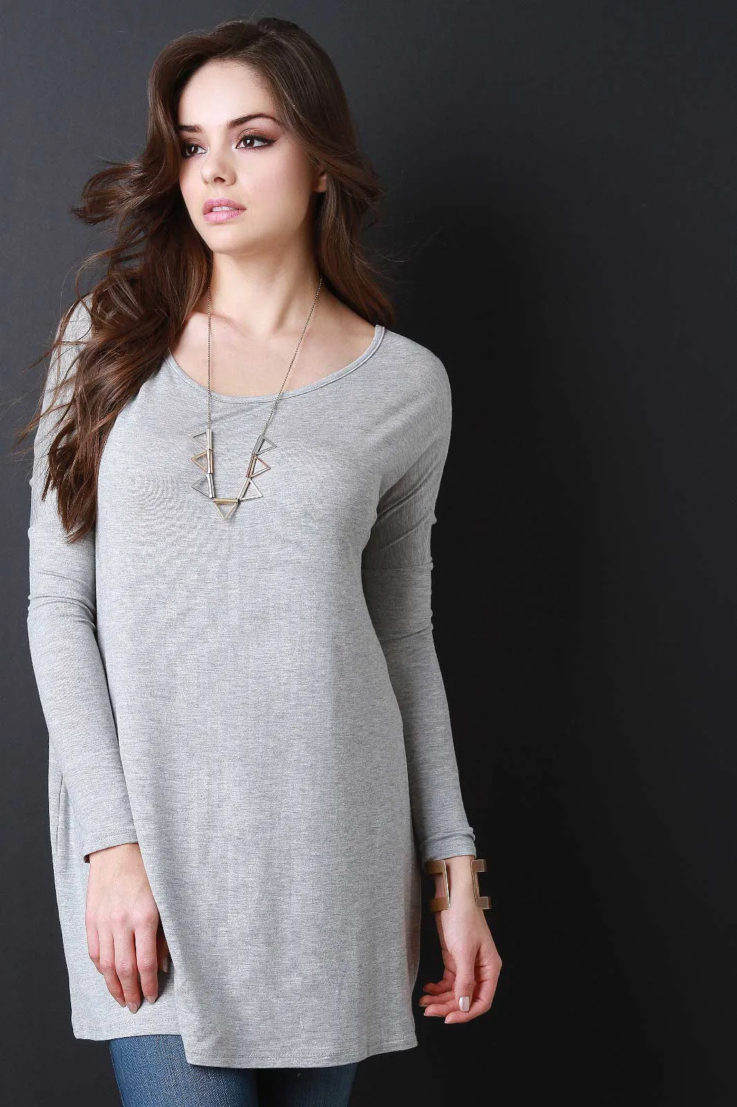 Boxy Long Sleeve Mini Dress