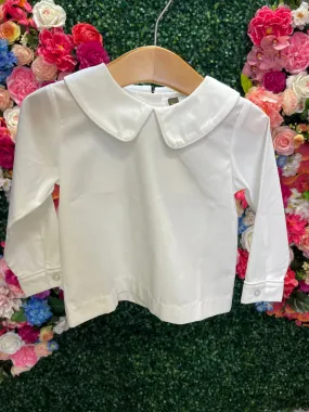 Boys White L/S Piped Shirt