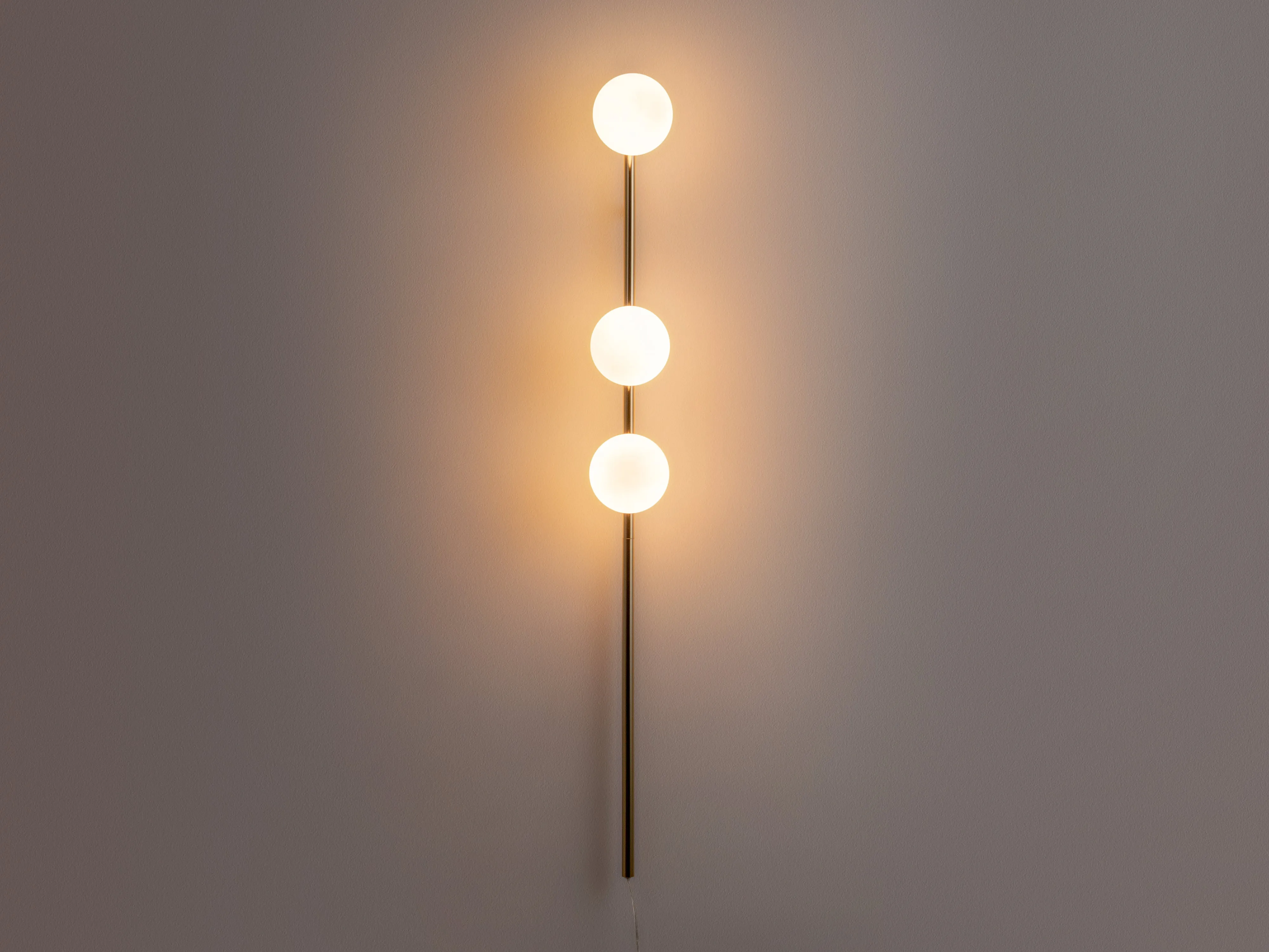 Brass bar opal ball wall light