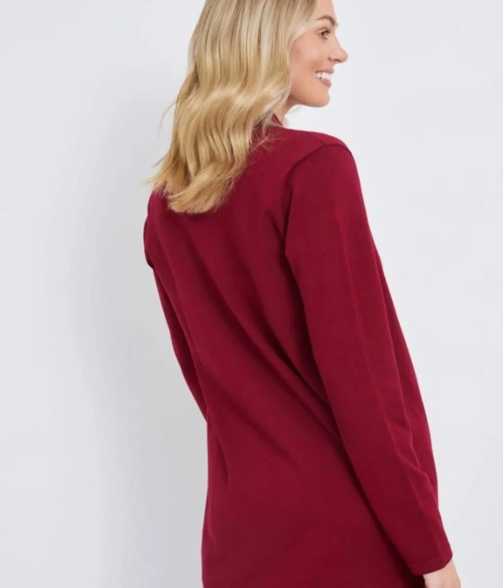 Cerise Rib Collar Cardigan