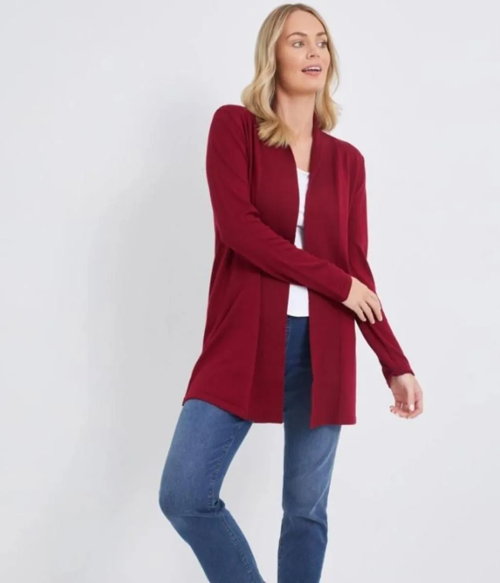 Cerise Rib Collar Cardigan