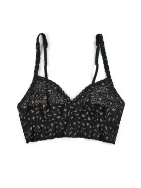 Cross Dyed Leopard V-Neck Retro Bralette Black