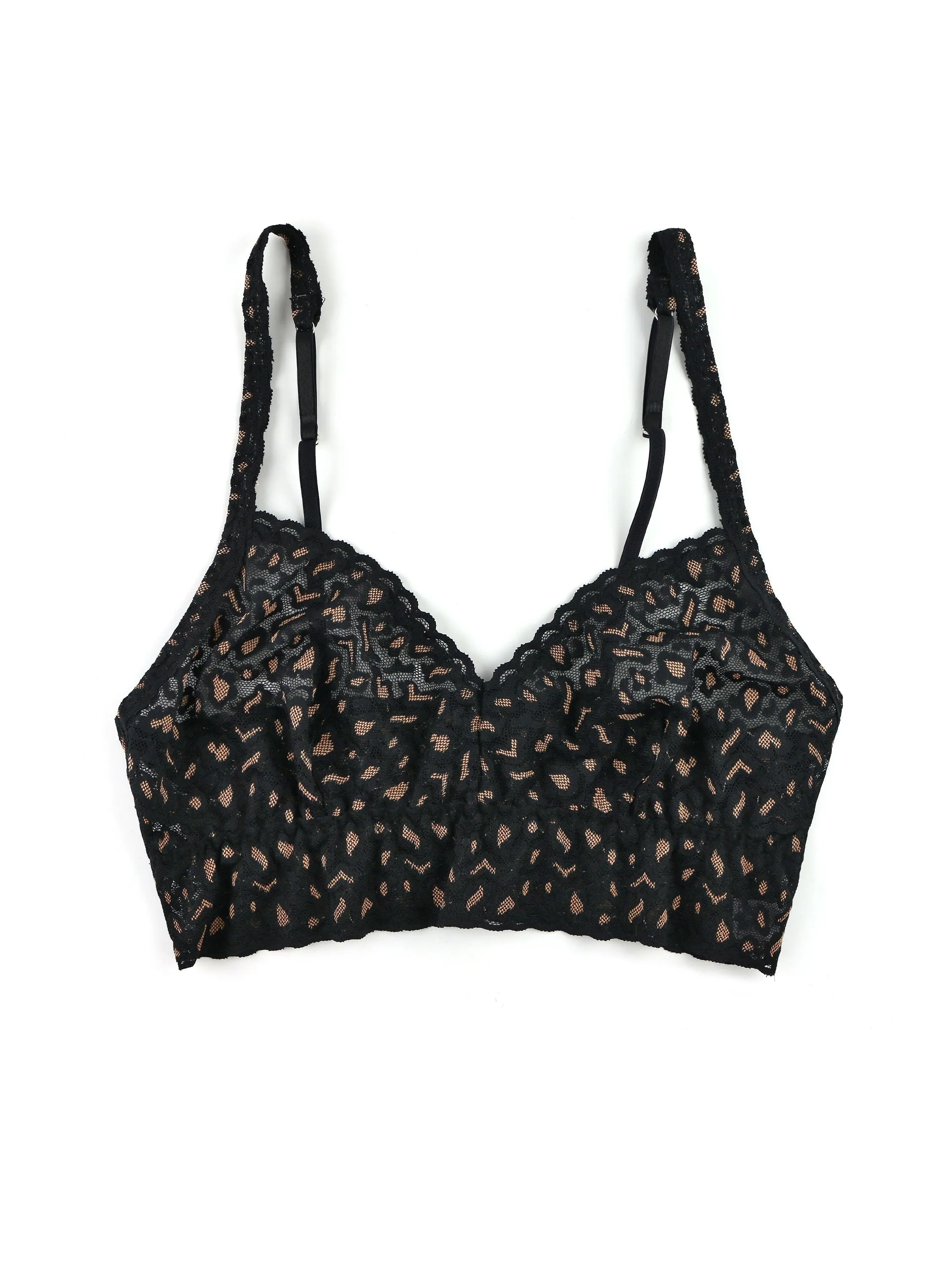 Cross Dyed Leopard V-Neck Retro Bralette Black