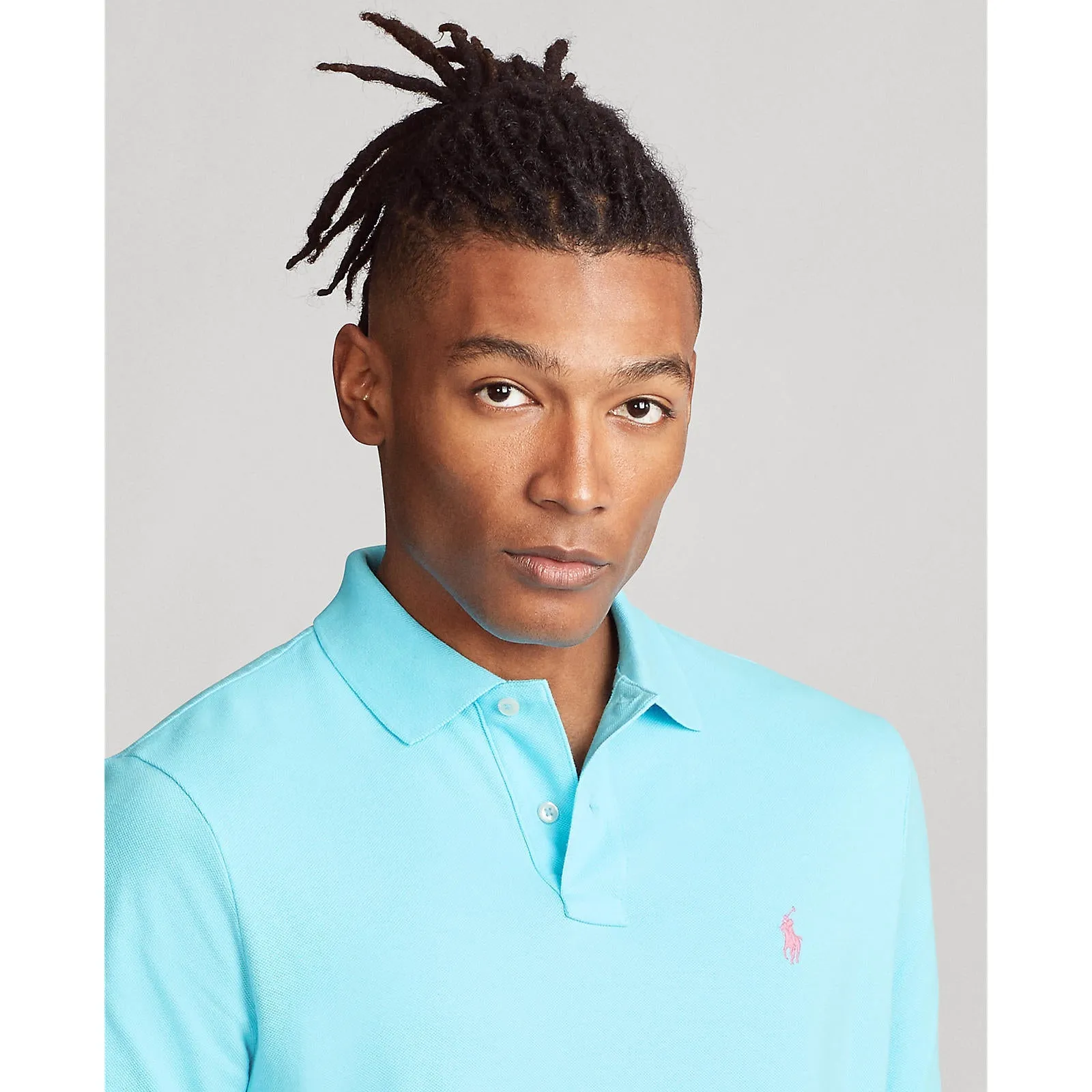 Custom Fit Mesh Polo - Turquoise (Pink Pony)