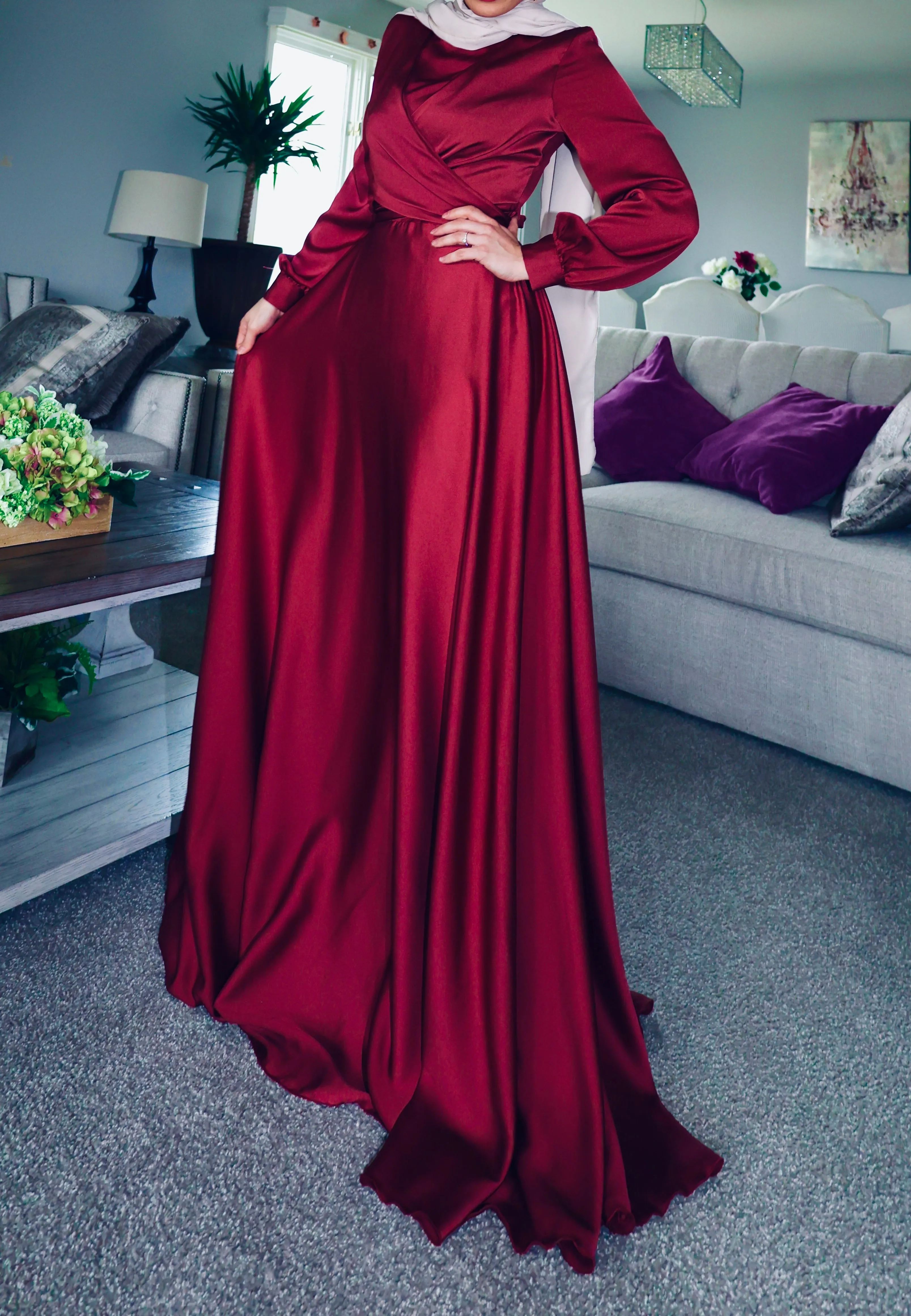 Delilah Satin Maroon