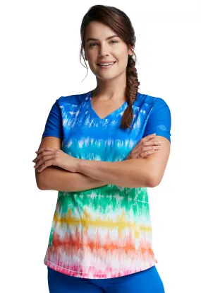 Dynamix - Women's Rainbow Stripes Print Scrub Top