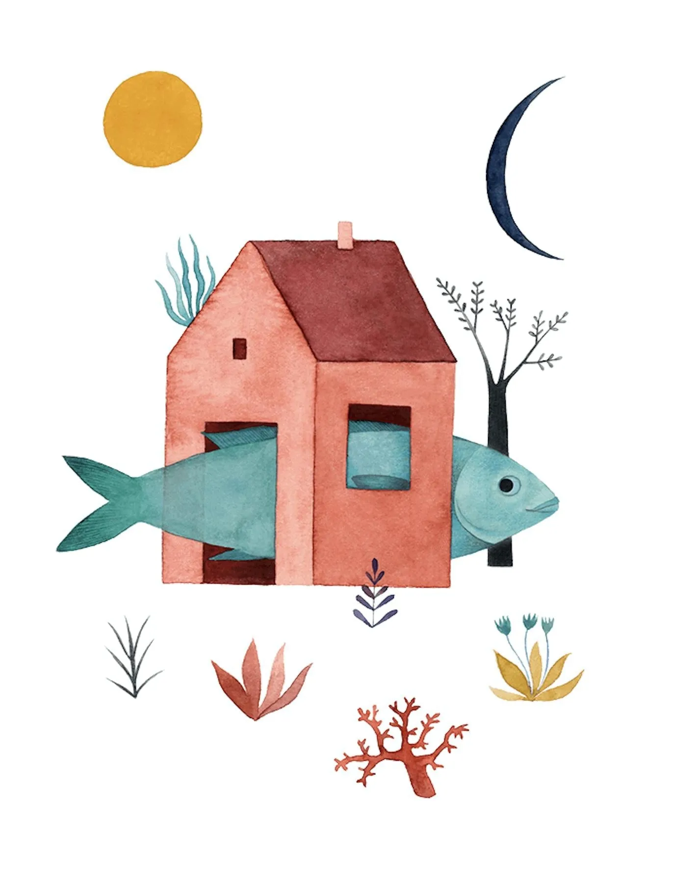 Fish Home A4 Print