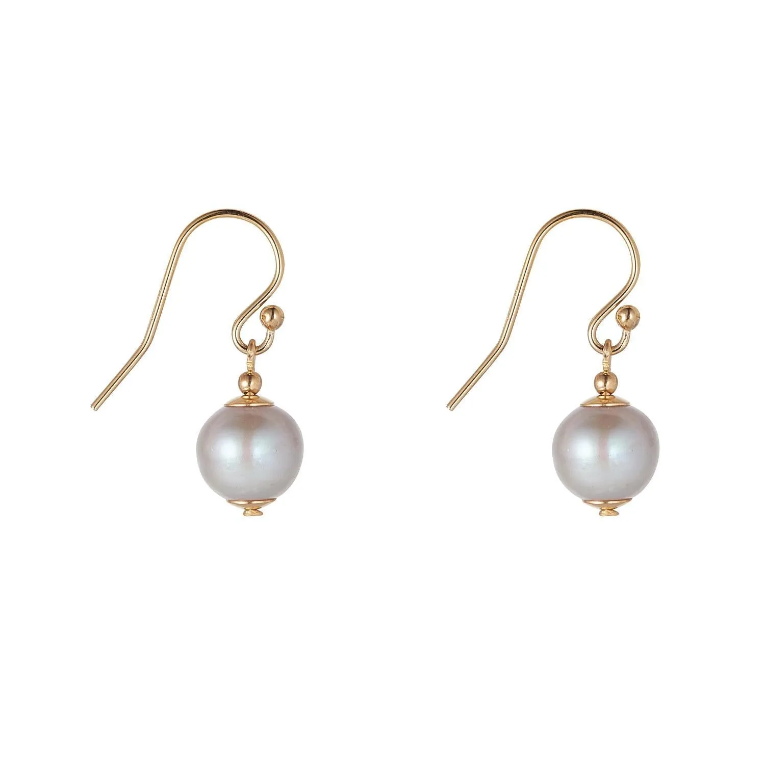 Gold Filled Grey Pearl Drop Earrings