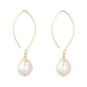 Gold Filled Irregular Baroque Pearl Oval Open Earrings