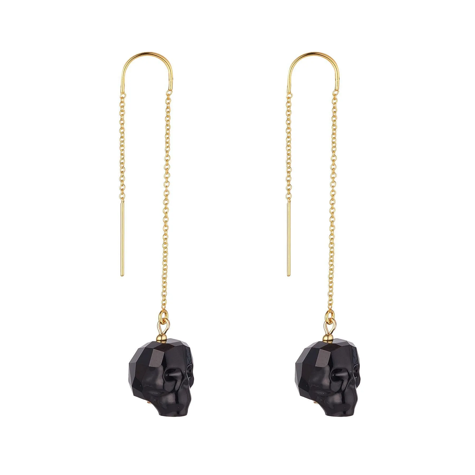 Gold Filled Skull Threader Earrings