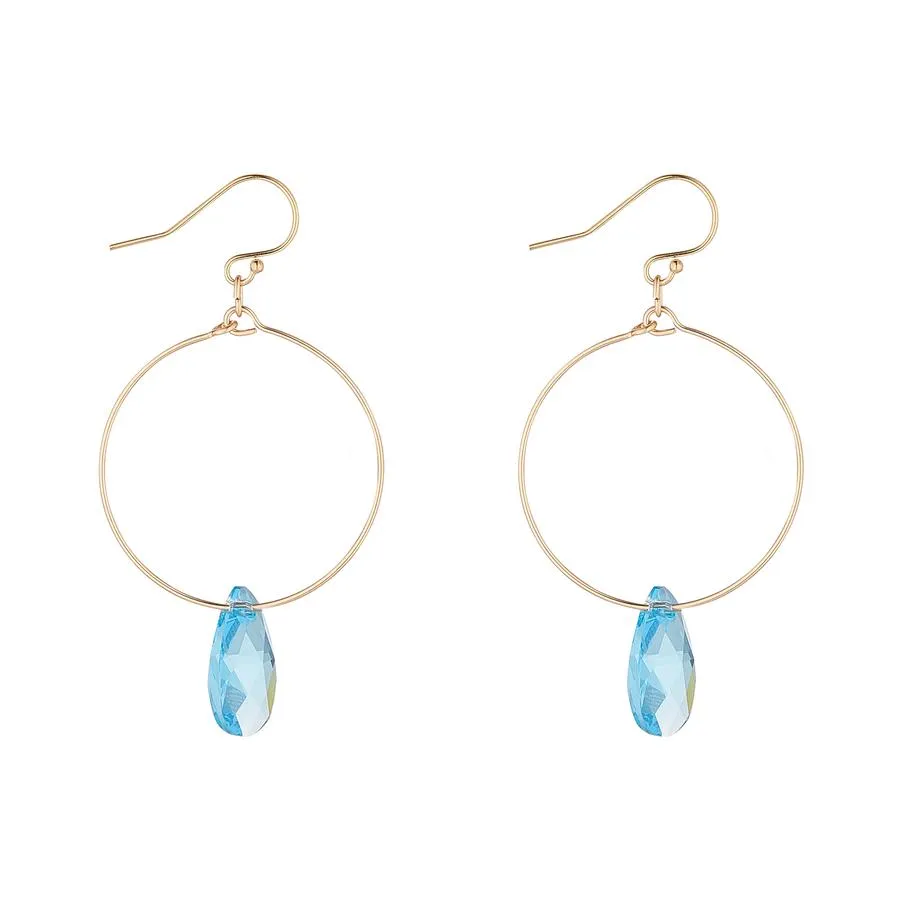 Gold Filled Teardrop Crystal Small Hoop Earrings