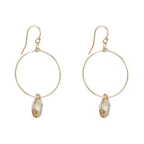 Gold Filled Teardrop Crystal Small Hoop Earrings