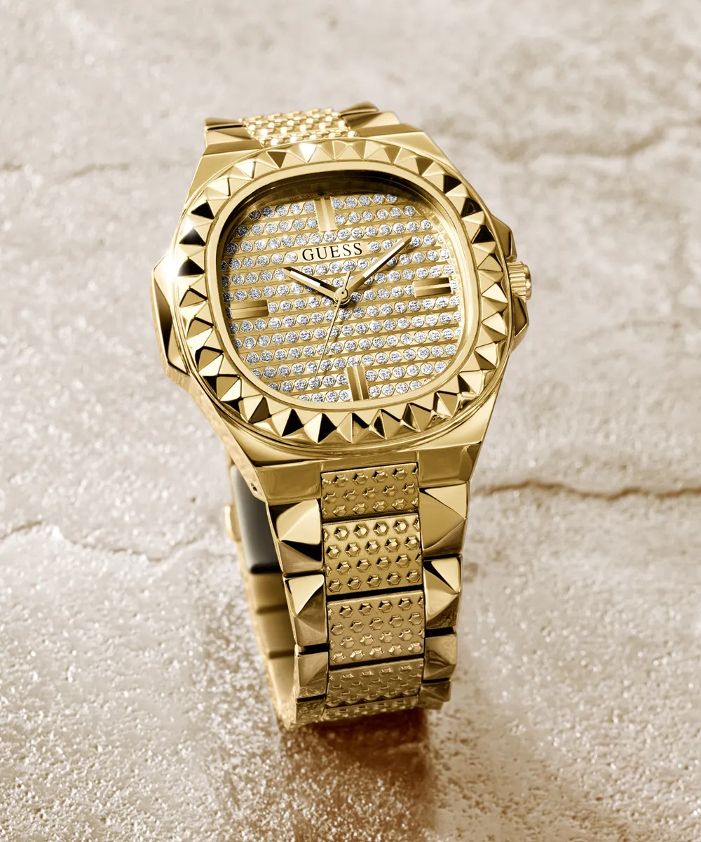 GUESS Mens Gold Tone Analog Watch