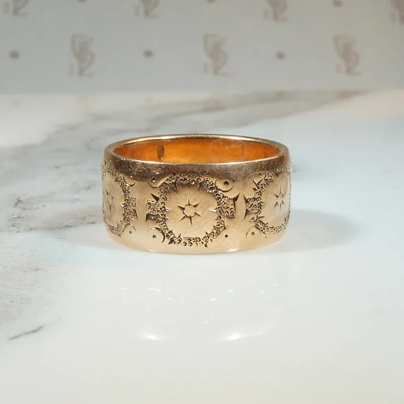 Haloed Star Engraved Gold Cigar Band